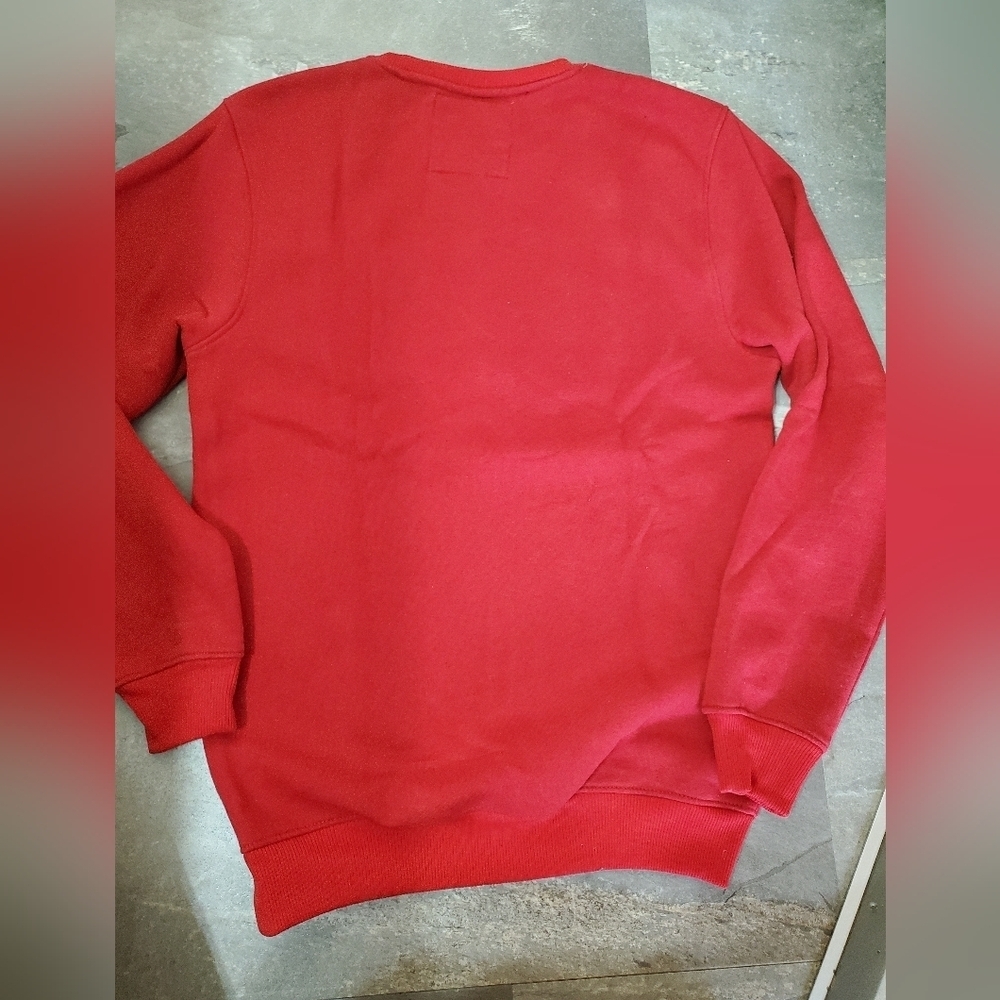 Hollister Long Sleeves Crewneck Men's Red Sweater. Grey Logo. Fleece In. Size L. - Picture 9 of 10
